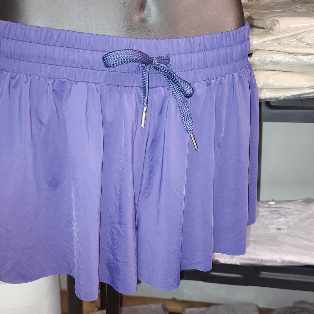 Purple Athletic Skirt with Drawstring